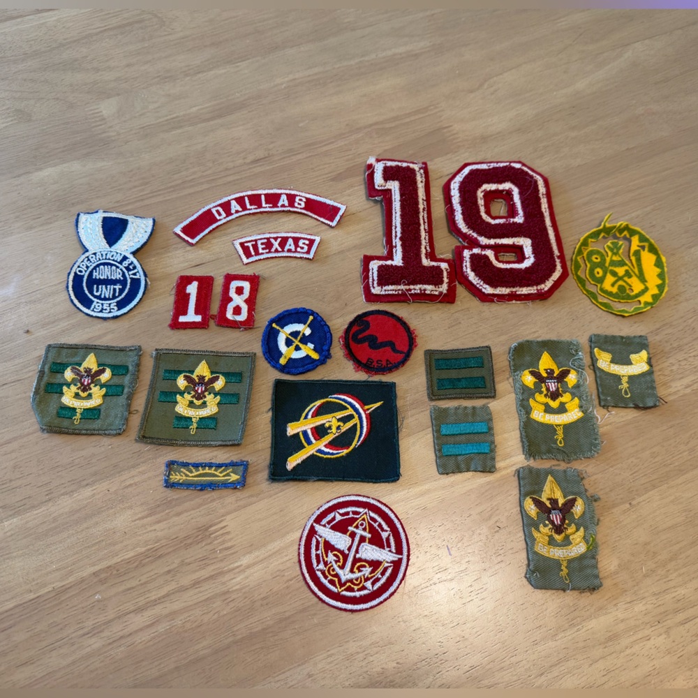 LOT/BUNDLE vintage boy scouts of america patches badge dallas texas op 8-17 1955